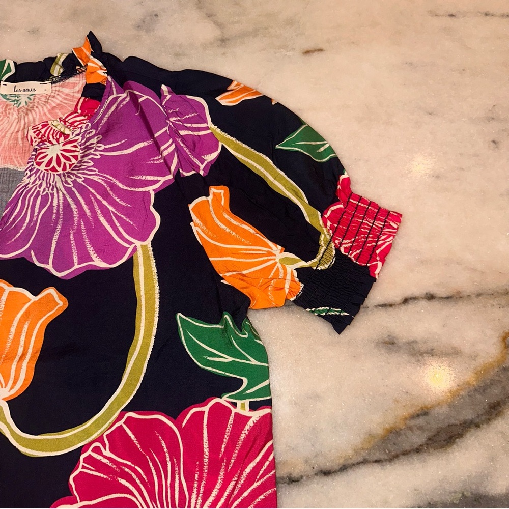 Les Amis Size Large Floral Print Women's Boutique Top - Picture 4 of 9